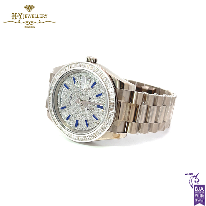 Rolex Day-Date White Gold with Aftermarket Diamond & Sapphires - ref 218239-15750
