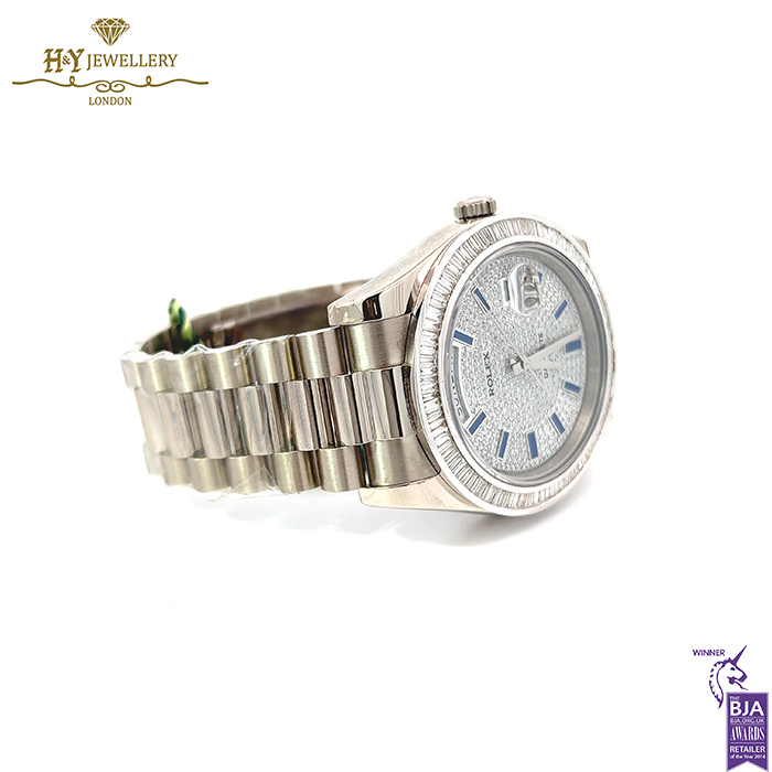 Rolex Day-Date White Gold with Aftermarket Diamond & Sapphires - ref 218239-15751
