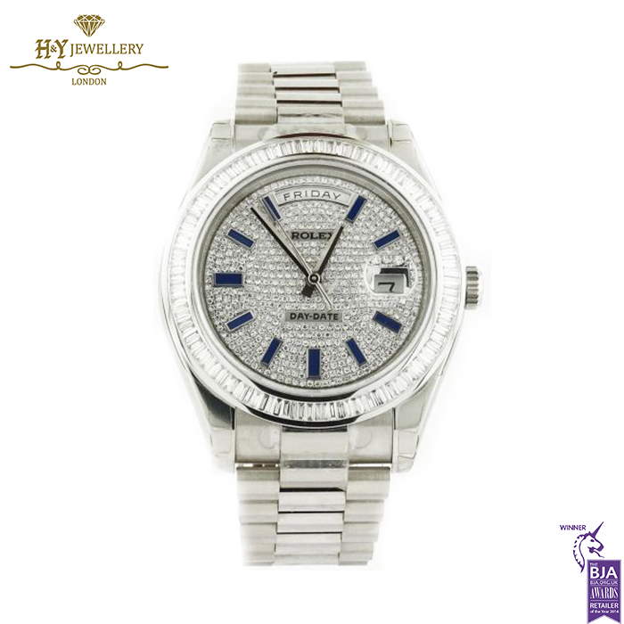 Rolex Day-Date White Gold with Aftermarket Diamond & Sapphires - ref 218239-0