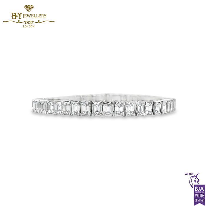 White Gold Emerald Cut Diamond Tennis Bracelet - 14.74ct-0