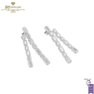 White Gold Baguette & Brilliant Cut Diamond Earrings - 8.67ct-14434