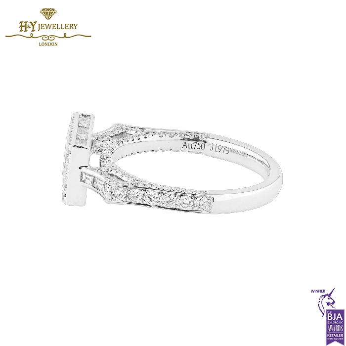 White Gold Baguette Cut & Brilliant Cut Diamond Ring - 1.76ct-13849