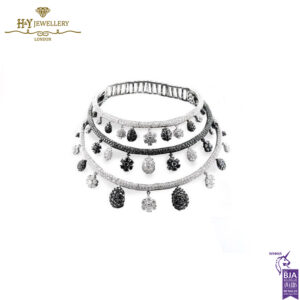 White Gold Black and White Diamond Necklace and Earrings set - 80.71 ct -0