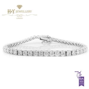 White Gold Brilliant Cut Diamond Tennis Bracelet - 6.15ct-0