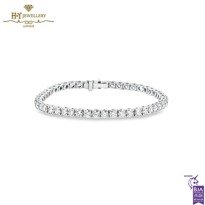 White Gold Brilliant Cut Diamond Tennis Bracelet - 6.67ct-0