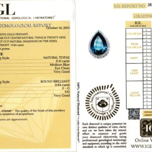 White Gold Pear Cut Blue Topaz & Brilliant Cut Diamond Necklace - 11.64ct-10857