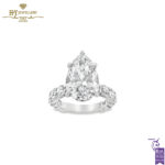 White Gold Pear Cut & Brilliant Cut Diamond Ring - 6.65ct-0