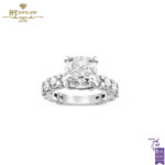 White Gold Cushion Cut & Brilliant Cut Diamond Ring - 5.83ct-0