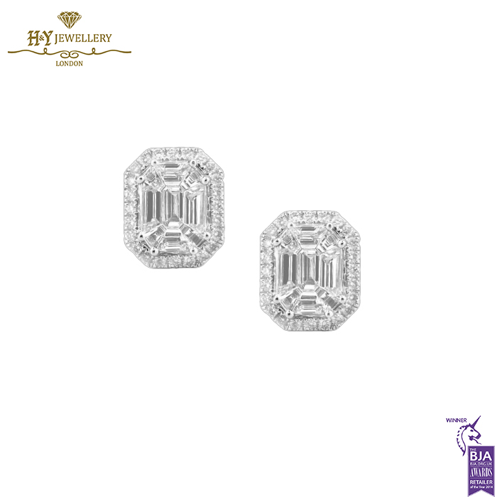 White Gold Mix Cut Diamond Earrings - 1.58ct-0