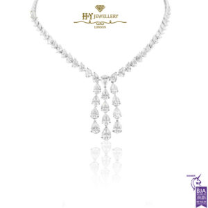 White Gold Pear Cut Diamond Necklace - 38.75ct-0