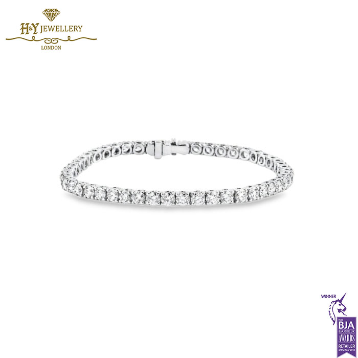 White Gold Brilliant Cut Diamond Tennis Bracelet - 8.90 ct-0