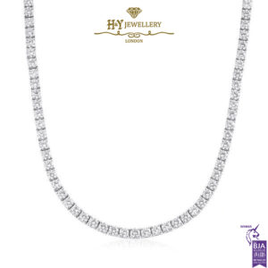 White Gold Brilliant Cut Diamond Tennis Necklace - 8.43ct-0
