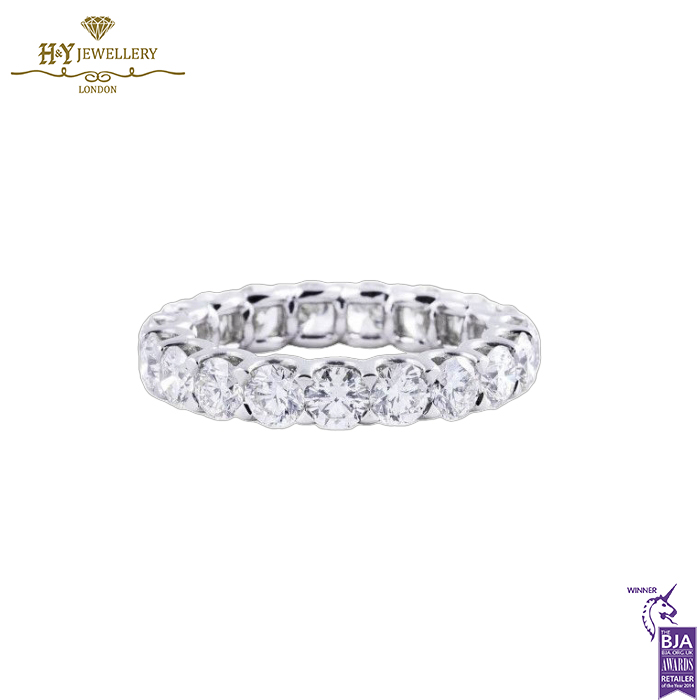 White Gold Brilliant Cut Diamond Full Eternity Ring - 2.84ct-0