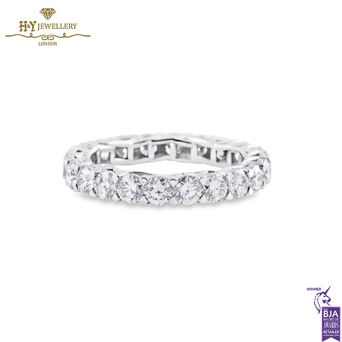 White Gold Brilliant Cut Diamond Full Eternity Ring - 2.38ct-0