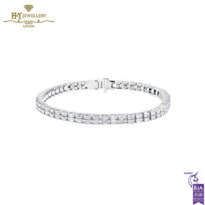 White Gold Emerald Cut Diamond Tennis Bracelet - 6.29ct -0