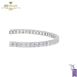 White Gold Emerald Cut Diamond Tennis Bracelet - 6.29ct -13684