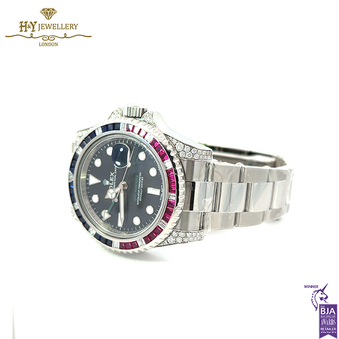 Rolex GMT-Master II Steel Aftermarket Diamonds with Rubies & Sapphires - ref 116710LN-15784