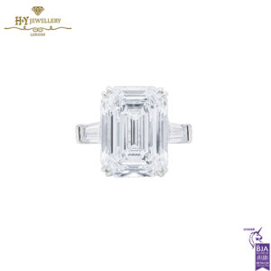 Graff Emerald Cut Diamond Promise Ring with Tapered Baguette Diamond Shoulders - 14.19ct-0