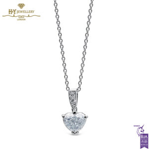 White Gold Heart Cut & Brilliant Cut Diamond Necklace - 2.07ct-0
