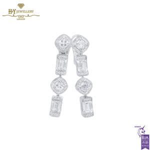 White Gold Mixed Cut Diamond Earrings - 4.92ct-14403
