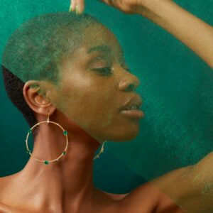 House Of Meraki Cailey Hoops -Yellow Gold Mix Cut Emerald & Diamond - 4.61ct-10560