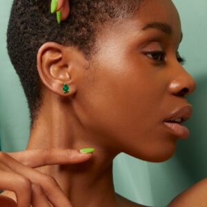 House Of Meraki Aurora Studs- Yellow Gold Pear Cut Emerald - 0.42ct -10870