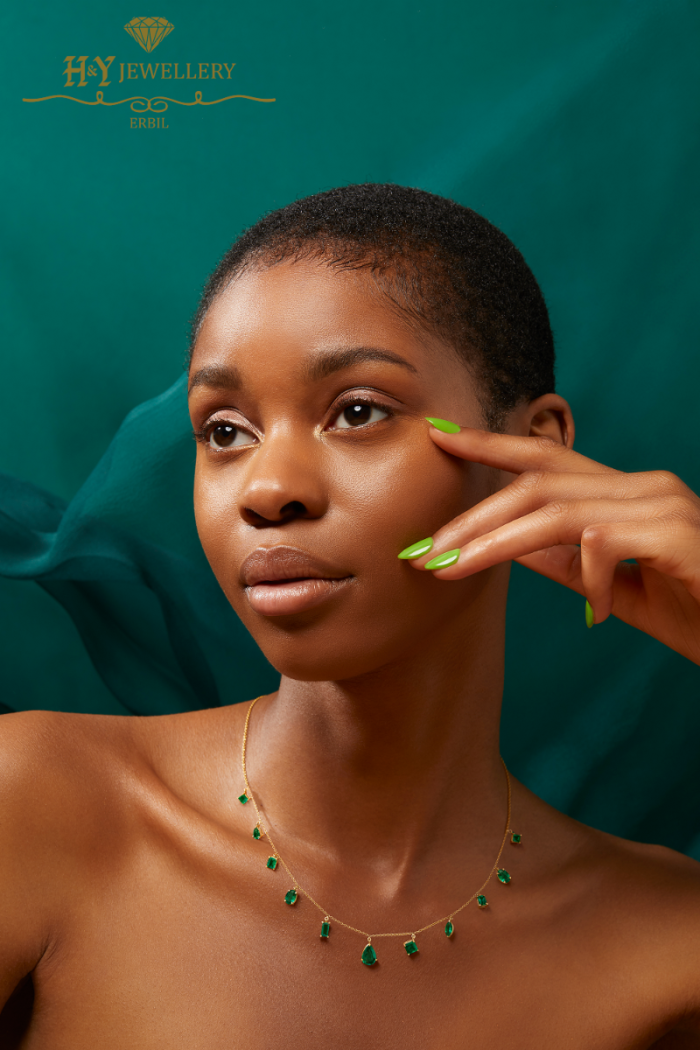 House Of Meraki Yellow Gold Vania Natural Zambian Emeralds Necklace - 4.71ct-9217