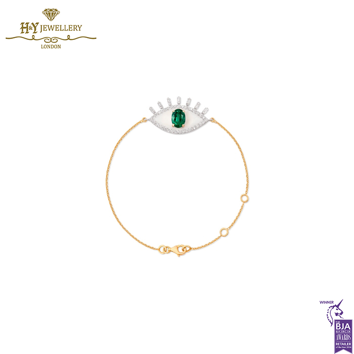 House Of Meraki Surya Bracelet - Yellow Gold Zambian Emeralds and Diamond - 1.47ct-0