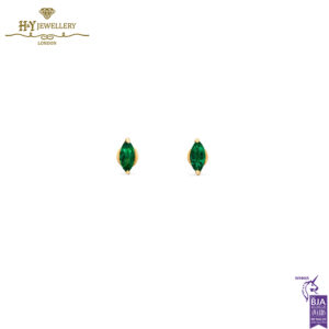 House Of Meraki Alice Studs - Yellow Gold Marquise Cut Emerald - 0.68ct-0