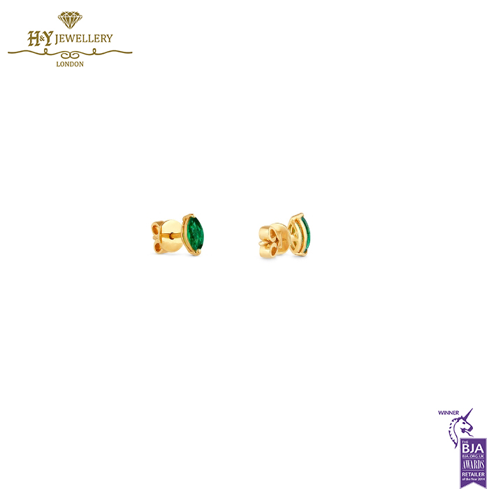 House Of Meraki Alice Studs - Yellow Gold Marquise Cut Emerald - 0.68ct-13887