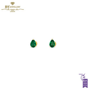 House Of Meraki Aurora Studs- Yellow Gold Pear Cut Emerald - 0.42ct -0