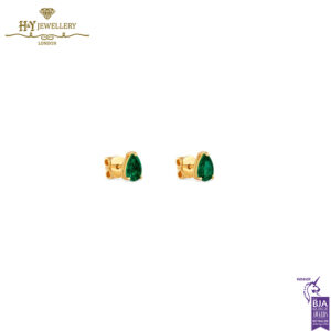 House Of Meraki Aurora Studs- Yellow Gold Pear Cut Emerald - 0.42ct -13888