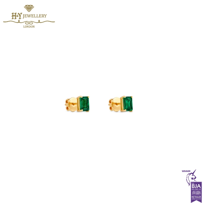 House Of Meraki Aria Studs - Yellow Gold Emerald Cut Emerald - 0.83ct-13891