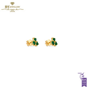 House Of Meraki Olive Earrings - Yellow Gold Princess Cut Emerald - 1.48ct-13894
