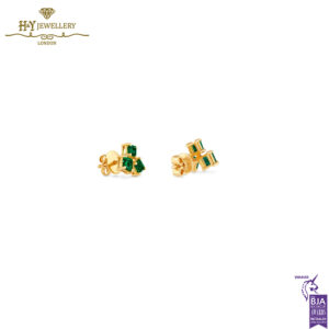 House Of Meraki Olive Earrings - Yellow Gold Princess Cut Emerald - 1.48ct-13895