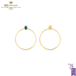 House Of Meraki Mahin Earrings-Yellow Gold Oval Cut Emerald & Diamond - 2.60ct-0