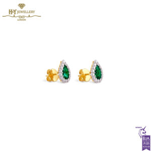 House Of Meraki Florence Studs - Yellow Gold Pear Cut Emerald & Diamond Earrings - 2.11ct-13880