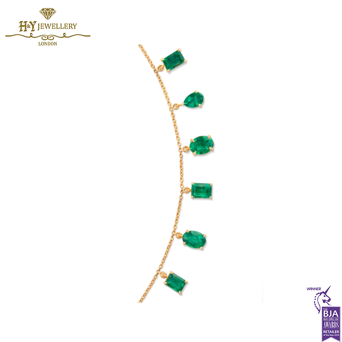 House Of Meraki Yellow Gold Kalie Natural Zambian Emerald Necklace - 5.83ct-13936