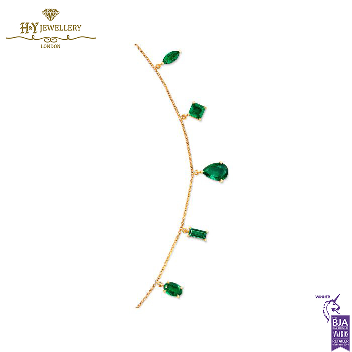 House Of Meraki Yellow Gold Vania Natural Zambian Emeralds Necklace - 4.71ct-13910