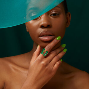 House Of Meraki Sage Yellow Gold Natural Zambian Emeralds Handcrafted Ring - 2.07ct-15110