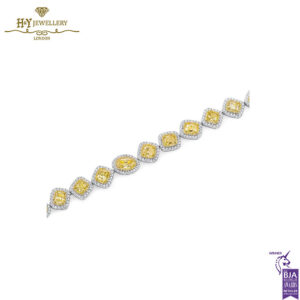 White Gold Mix Cut Fancy Light Yellow & Colorless Diamond Bracelet - 15.52ct-13663