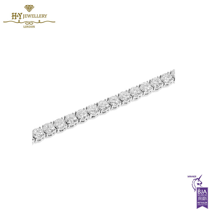White Gold Brilliant Cut Diamond Tennis Bracelet - 6.03ct-13666
