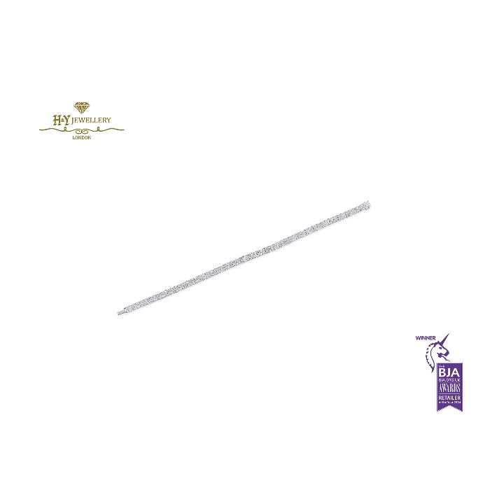 White Gold Baguette Cut Diamond Tennis Bracelet - 7.26ct-13673