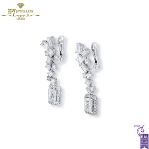 White Gold Mix Cut Diamond Earrings - 5.74ct-14397