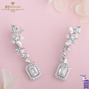 White Gold Mix Cut Diamond Earrings - 5.74ct-14398