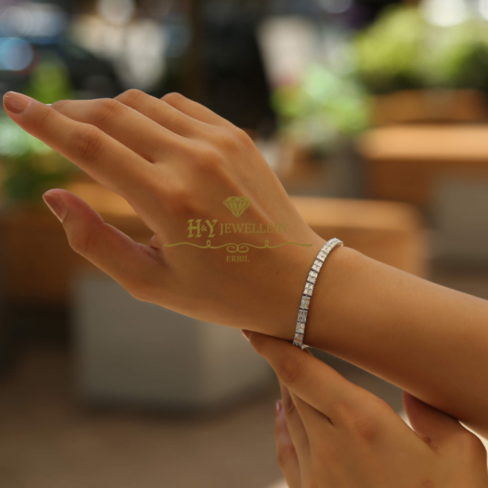 White Gold Baguette Cut Diamond Tennis Bracelet - 8.00ct-9299