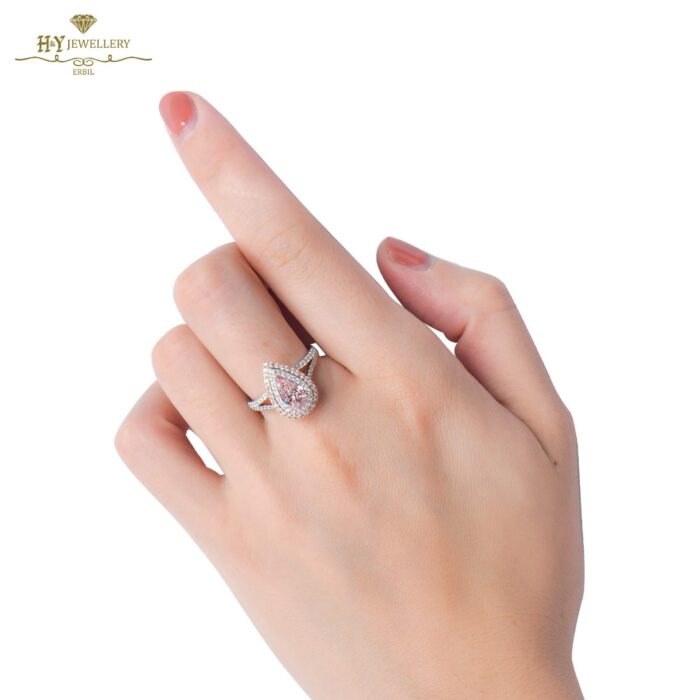 White Gold Brilliant & Pear Cut Pinkish Brown Diamond Ring - 1.68ct-9400