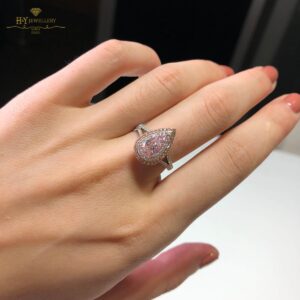White Gold Brilliant & Pear Cut Pinkish Brown Diamond Ring - 1.68ct-9401