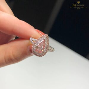 White Gold Brilliant & Pear Cut Pinkish Brown Diamond Ring - 1.68ct-9403