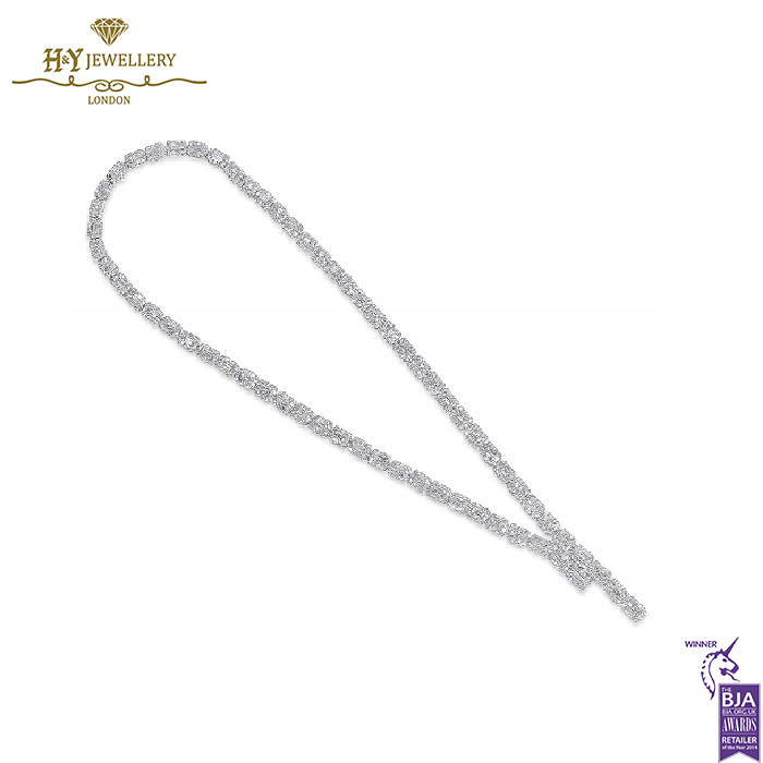 White Gold Emerald & Brilliant Cut Diamond Necklace - 20.72ct-15017